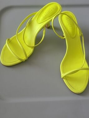 Schutz Neon Yellow Strappy Heel Sandals for Women Size 7